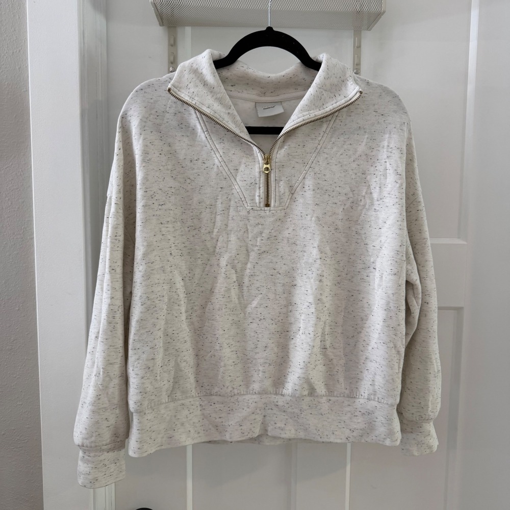Varley Hawley Half-Zip Sweatshirt Ivory Marl Fleck DoubleSoft Small Pullover